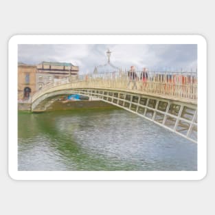 Ha'Penny Bridge Dublin an Impressionist View Sticker